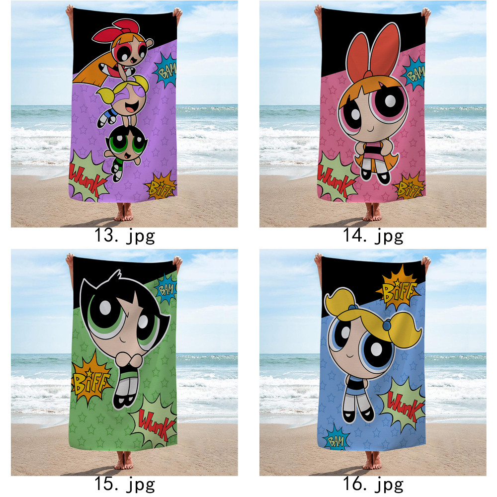 Khăn tắm mùa Powerpuff Girls, Khăn tắm bể bơi đi biển, Quà tặng kỷ niệm sinh nhật, Khăn bánh quế