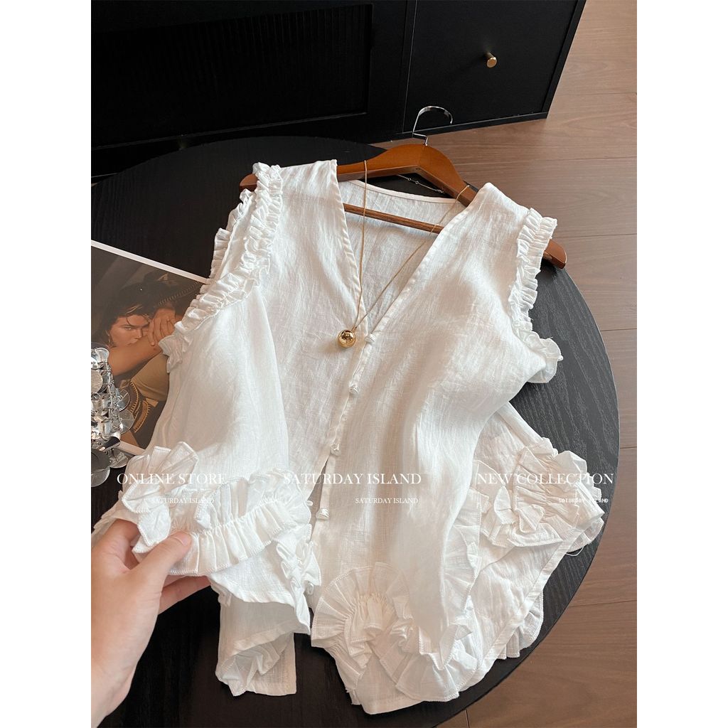 Áo sơ mi và Cardigan nữ vải lanh và len, phong cách thanh lịch, phù hợp mùa hè