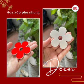 Set 10 bông hoa xốp nhung đỏ điểm xuyến không gian tết 6cm,phụ kiện trang trí Tết,hoa làm đồ thủ công handmade DIY