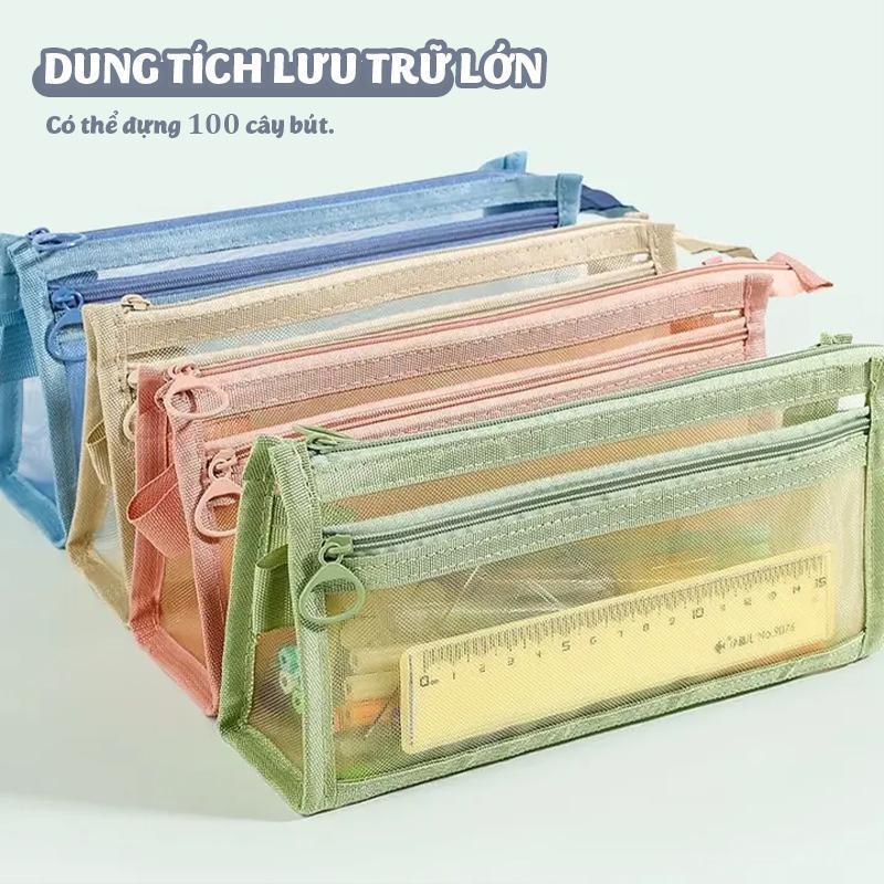 Túi Lưới Đựng Bút Dành Cho Học Sinh, Túi Đựng Bút Đơn Giản Với Nhiều Màu Sắc Và Ngăn