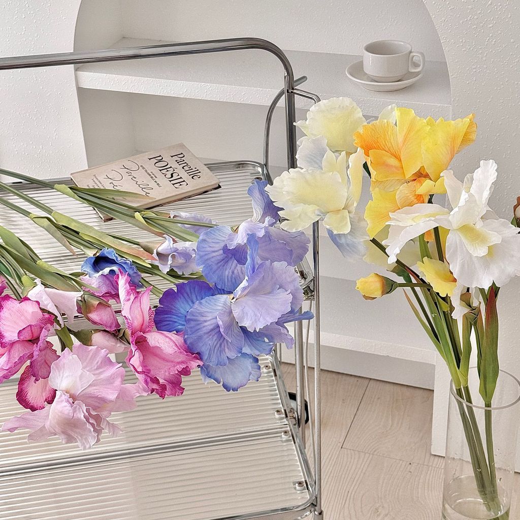 hoa giả trang trí nhà cửa hoa diên vĩ màu dầu nghệ thuật decor phòng khách sang trọng hoa lụa cao cấp đạo cụ chụp ảnh cao 80cm