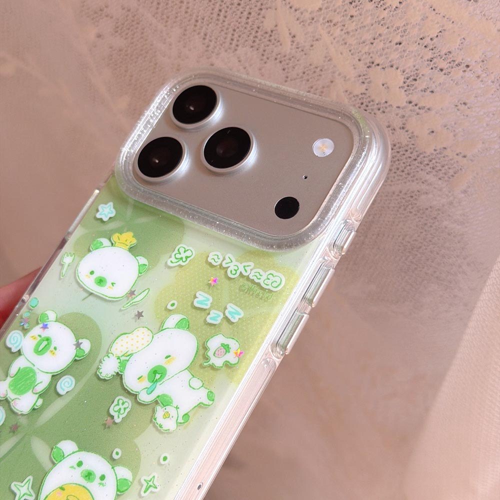 Ốp lưng cứng Tương thích với iPhone 13 14 14Pro 14ProMax 15 15Pro 15ProMax 16 16Pro 16ProMax 17 17Pro 17ProMax Graffiti Clover Pattern Case