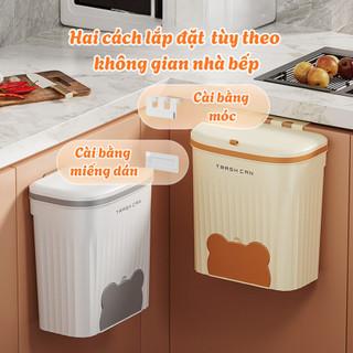 Thùng Rác Treo Tủ Bếp 12L MAISON, Không Cần Khoan, Nắp Lật Kín Chống Mùi, Dung Tích Lớn