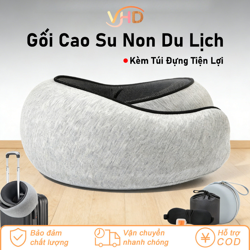 Gối Du Lịch Cao Su Non - Thiết Kế Công Thái Học, Hỗ Trợ 360° Vùng Cổ & Gáy, Hiệu Quả Giảm Đau Mỏi Cổ