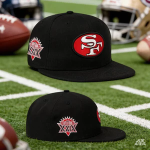 Mũ Snapback New Era San Francisco 49ers Super Bowl XXXIX, phiên bản đen kinh điển, có thể điều chỉnh, với miếng dán bên