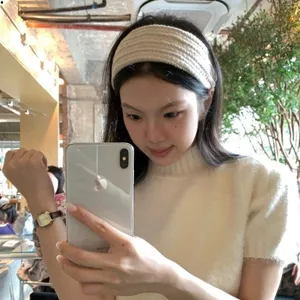 Băng đô dệt kim họa tiết gai dầu Hàn Quốc