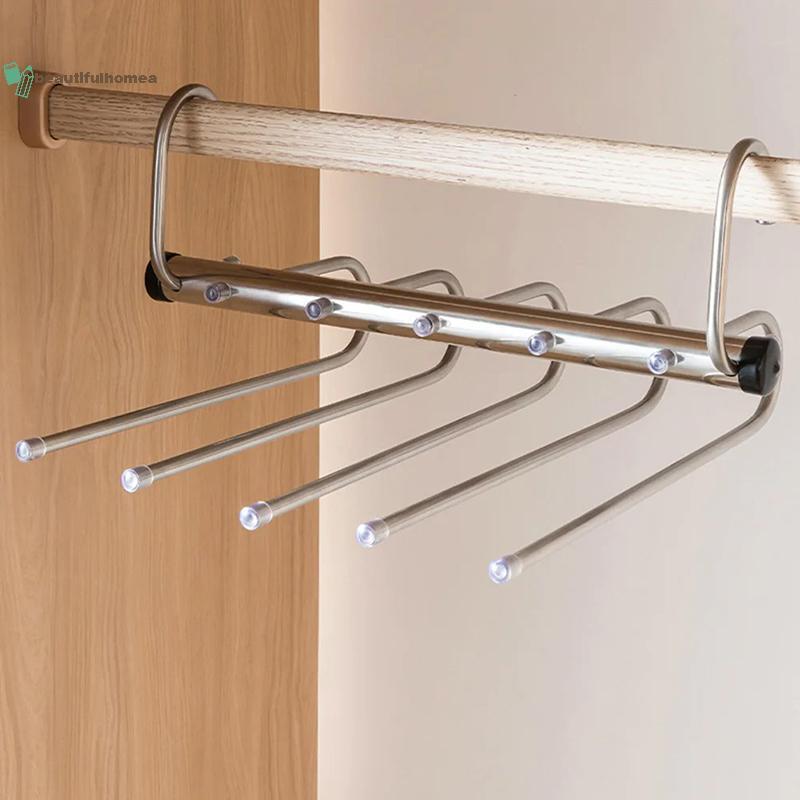 BeautifulHomeA Móc treo quần gấp 5/9 lớp thép không gỉ tiết kiệm không gian, dùng cho tủ quần jean và khăn