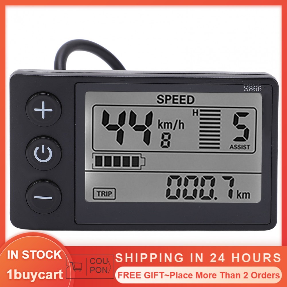 (Ready Stock) 1buycart1 Dành Cho Xe Đạp Điện Màn Hình LCD S866 24V/36V/48V Xe Đạp Điện Tử Xe Đạp Điện LCD Phần Cắm