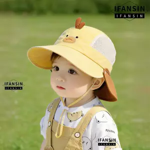Mũ câu cá trẻ em FANSIN, Mũ bé chống tia cực tím mỏng, Mũ chống nắng dễ thương có thể gập lại vành lớn Mũ ngư dân cho trẻ em