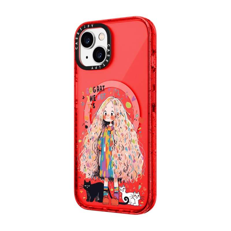 CASECASE X Cô gái tóc dài Cam / Đỏ / Perri Bộ sưu tập kẹo tím Màu sắc trong suốt Cứng hút từ tính Vỏ tác động cho Apple IPhone 13 14 15 16 17Pro Max Plus Có hộp
