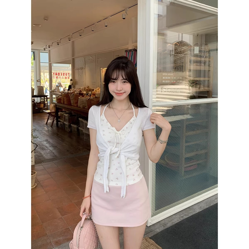 SUXI Áo len Cardigan ngắn tay đơn giản dành cho nữ mùa hè 260407