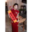 WHX [Phong cách mới]#旗袍#连衣裙#新中式改良旗袍#红色新娘服#结婚服#订婚服#敬酒服 Sườn xám đeo hàng ngày