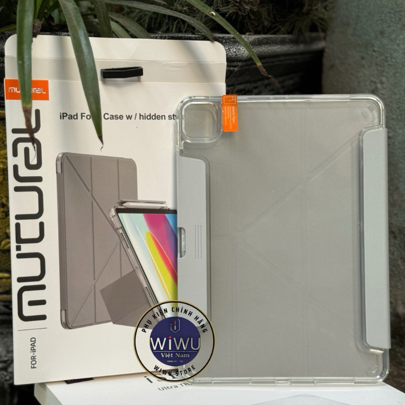 [Chính Hãng] Bao Da iPad Mutural Folio Gập Chữ Y - Lưng Trong Suốt, Có Khay Đút Bút, Tự Động Tắt Bật Cho Air Pro Gen