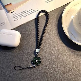 Sáng Bóng Bốn Lá Camellia Điện Thoại Da PU Tươi Lấp Lánh Hoa Dây Đeo Cổ Tay Bling Kim Cương Giả Tay Ngắn Chống Mất Sang Trọng Cho Bé Gái Cho Mùa Xuân Hè
