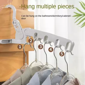 Thanh treo móc quần áo CHEESELY, Giá phơi quần áo có thể điều chỉnh góc đa chức năng, Móc quần áo năm lỗ có thể gập lại Ký túc xá