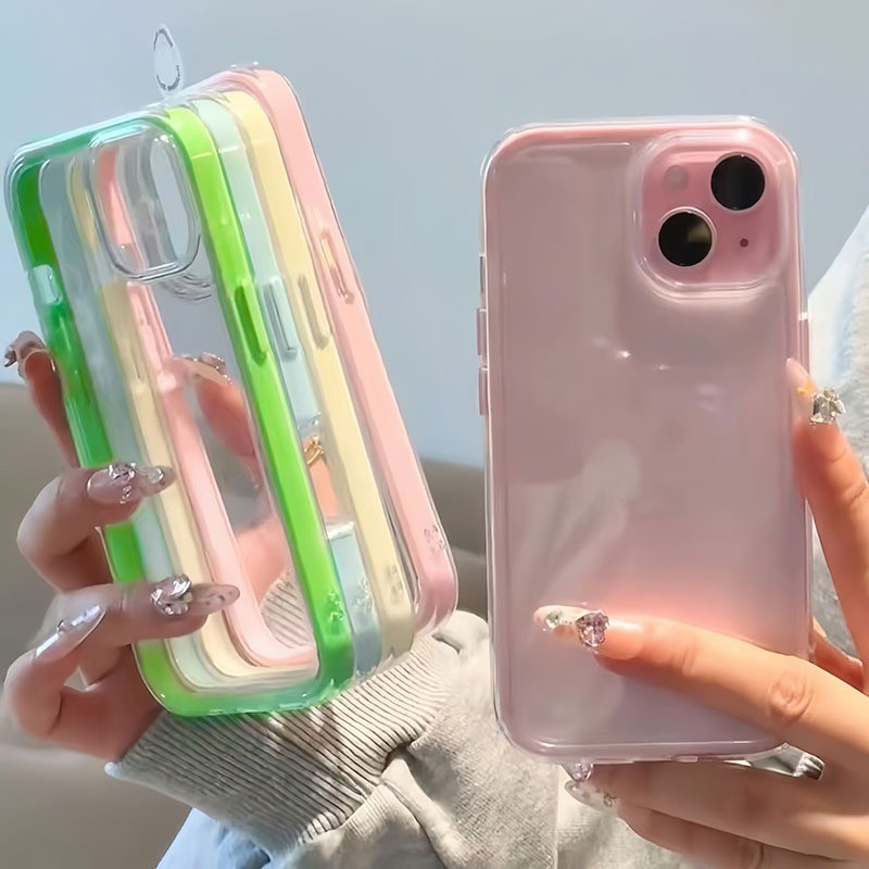 Ốp điện thoại iPhone trong suốt chống sốc ốp viền mạ nút iPhone 7plus 8plus X Xs Max 11 12 13 14 15 16 17 pro max Promax