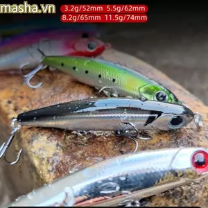 Mồi Cá Wobbler Bút Chì Cho Bass với VMC Treble Hook 5g & 11.5g - Phù Hợp Đi Bộ Cùng Chó