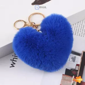 Móc khóa lông trái tim mềm mại dễ thương thời trang Mặt dây chuyền in hình da báo sang trọng Túi Kawaii Đồ chơi nhồi bông quyến rũ ô tô Quà tặng ngày lễ tình nhân mới