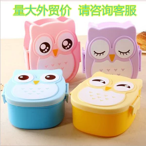 Cú Hộp Cơm Trưa Sinh Viên Hộp Cơm Trưa Hoạt Hình Dễ Thương Trẻ Em Nhựa Kín Hộp Giữ Tươi Giữ Ấm Lò Vi Sóng Hộp Cơm Trưa 3UOB