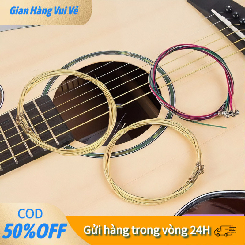 【48h】Bộ 6 dây đàn guitar acoustic màu sắc sặc sỡ, dây có đánh số, tiện lắp đặt, quà tặng ý nghĩa cho người chơi guitar.