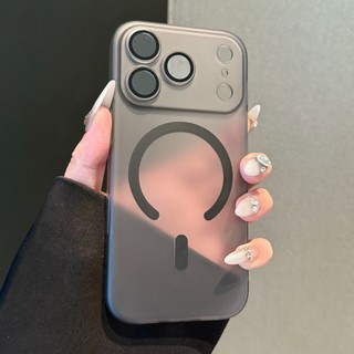 Ốp lưng iPhone từ tính siêu mỏng nhám mờ chống vân tay kèm kính camera cho iPhone 14 15 16 17 Pro Max