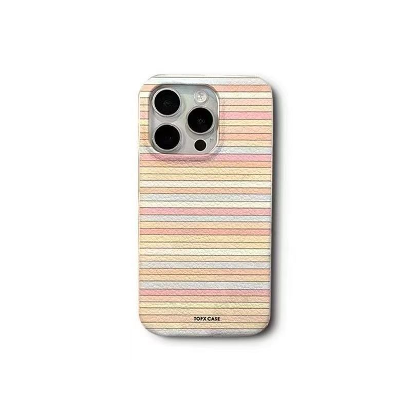 Ốp Điện Thoại Thích Hợp Cho iPhone 7 8 X XS XR XSMAX 11 12 13 14 15 16 17 Pro max Plus Air Hàn Quốc Sọc Màu Đơn Giản Chống Sốc Vỏ Bảo Vệ Chống Sốc Bao Gồm Tất Cả FR1E