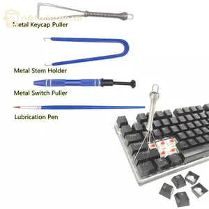 Ge 1 Bộ Bàn Phím Làm Sạch Bộ Dụng Cụ Kim Loại Keycap Kéo Thân Giá Đỡ Công Tắc Kéo Bôi Trơn Bút Lube Brush w / Túi Bảo Quản n