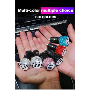 Sạc USB Xe Bling Cổng Kép Sạc Nhanh Adapter Sáng Bóng Kim Cương Trang Trí Đa Năng Tự Động Nội Thất Phụ Kiện Cho Ô Tô Suvs Mpv