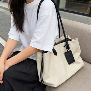 Túi Tote vải phong cách Hàn Quốc dung tích lớn nhiều ngăn có khóa kéo đeo vai chứa máy tính 14 inch dùng đi làm văn phòng đi học hàng ngày #4469