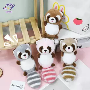 HFTOY Hoạt Hình Sang Trọng Đuôi Dài Gấu Trúc Nhồi Bông Đồ Chơi Búp Bê Mặt Dây Chuyền Móc Chìa Khóa Bapa Trang Trí Quà Tặng ~