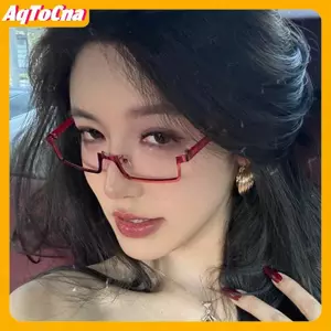 Kính mát chữ nhật nhỏ AqToCna - Thiết kế anime Nhật Bản, màu đỏ, khung kim loại thời trang