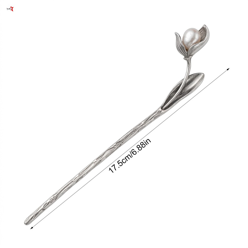 Kẹp tóc Magnolia kim loại cổ điển cho nữ, phù hợp đám cưới và hàng ngày, phong cách truyền thống