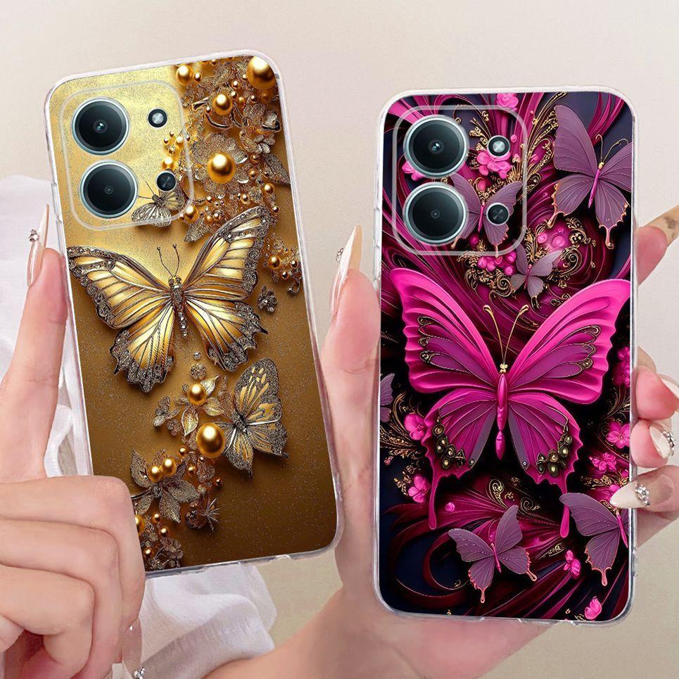 Dành Cho Xiaomi Poco C85 4G Redmi 15c 4G Ốp Điện Thoại Hoa Sang Trọng Họa Tiết Nơ Màu Hồng Vỏ Bướm Mềm Trong Suốt Chống Rơi