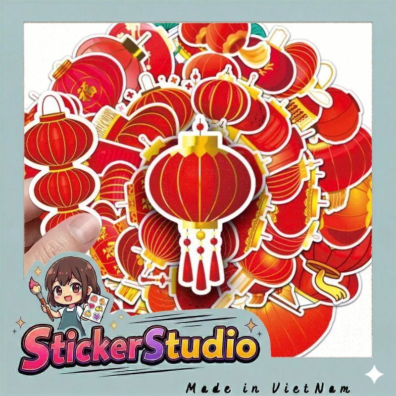 60 sticker lồng đèn và các mẫu trang trí tết 2025