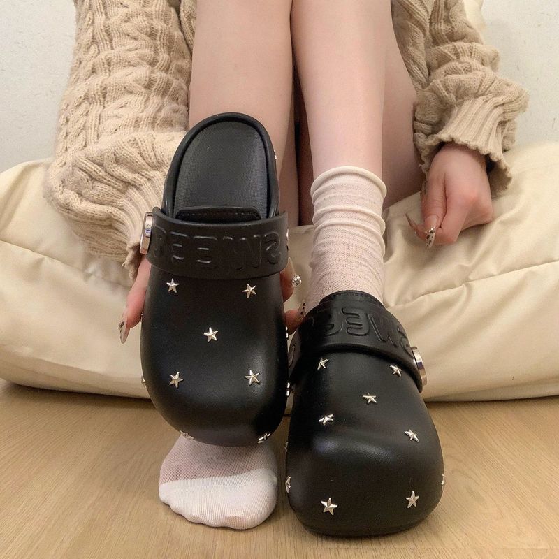 ✨Spot】DIY Star 4CM Dép nửa đế dày nâng cao nữ/2026 Phong cách Hàn Quốc Dép Birkenstock siêu nóng Dép