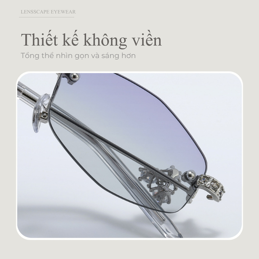 Lensscape Kính chống ánh sáng xanh nữ không viền phong cách tinh tế đeo hằng ngày