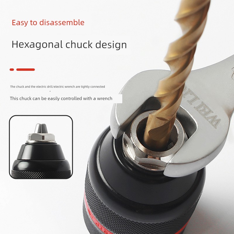 Tay Khoan Chuck Kim Loại Ratchet Tự Khóa Chống Khóa Đầu Chuyển Đổi Cờ Lê Điện Thay Đổi Tay Máy Khoan Điện Chuyển Đổi Chuck