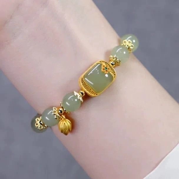 Mới! Vòng tay hình sen đính hạt đá, dây xích vuông - Quà tặng tình bạn dành cho bé gái