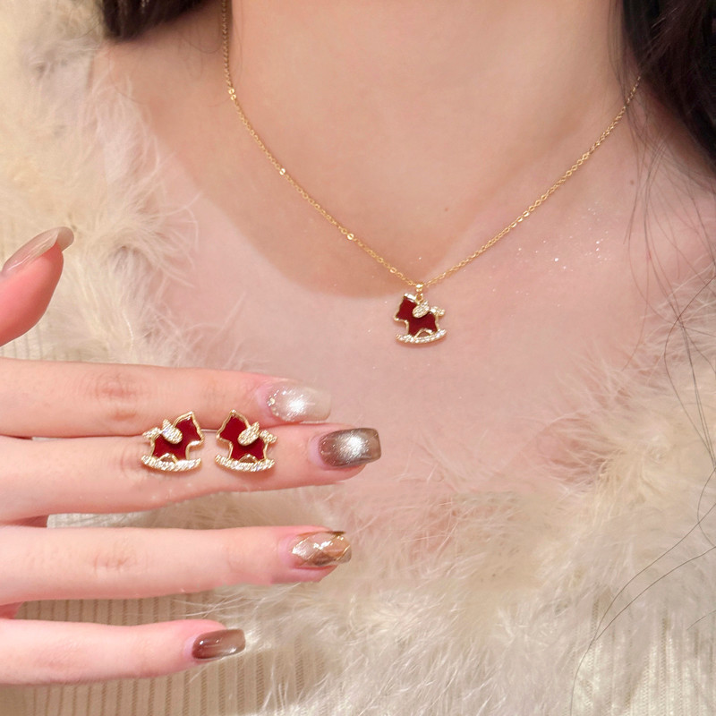 Vòng cổ nữ thời trang Hàn Quốc, zirconia màu đỏ, phù hợp sinh viên làm quà sinh nhật