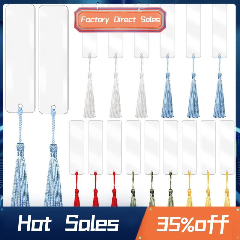 30 Miếng Acrylic Trống Đánh Dấu Trang Acrylic DIY Đánh Dấu Trang Chưa Hoàn Thành Acrylic Đánh Dấu Sách Đồ Trang Trí Và 30 Tua Rua Nhiều Màu Sắc