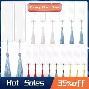 30 Miếng Acrylic Trống Đánh Dấu Trang Acrylic DIY Đánh Dấu Trang Chưa Hoàn Thành Acrylic Đánh Dấu Sách Đồ Trang Trí Và 30 Tua Rua Nhiều Màu Sắc