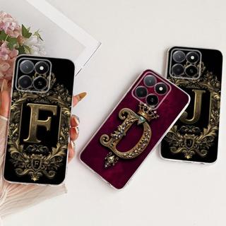 Dành Cho Honor X5B Plus X5C Plus X5 Plus Ốp Lưng Trong Suốt Mỏng Mềm TPU Vỏ Điện Thoại Silicon Màu Đen Đỏ Họa Tiết Chữ Cái Vỏ