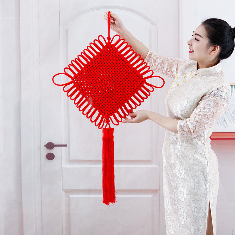 Handmade Đỏ Trung Quốc Nút Thắt Mặt Dây Chuyền Kích Thước Nhỏ Phòng Khách Kích Thước Lớn Nút An Toàn Đồng Tâm Nút Trang Trí Nội Thất Mới