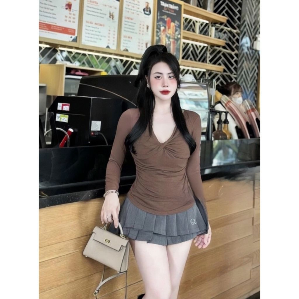Áo Thun Tay Dài Nữ BigSize Kiểu Xoắn Ngực ESHOP Chất Thun Tăm Mềm Mịn Co Giãn Thời Trang MS085 TD