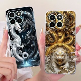 Dành Cho Honor X6c NIC-LX1 Mới Mát Họa Tiết Rồng Hổ Vỏ Điện Thoại HonorX6c X 6C 4G Silicon Mềm TPU
