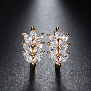Bông tai lá zircon bạc S925, thiết kế thời trang đơn giản, quà tặng hoàn hảo cho nàng