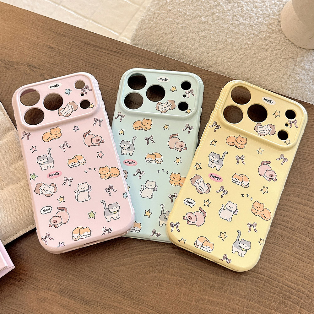 Ốp Điện Thoại Mềm Hình Mèo Bên Trái Tim Tình Yêu Cho iPhone 17 Pro Max 16 15 14 13 Vỏ Bảo Vệ Chống Sốc