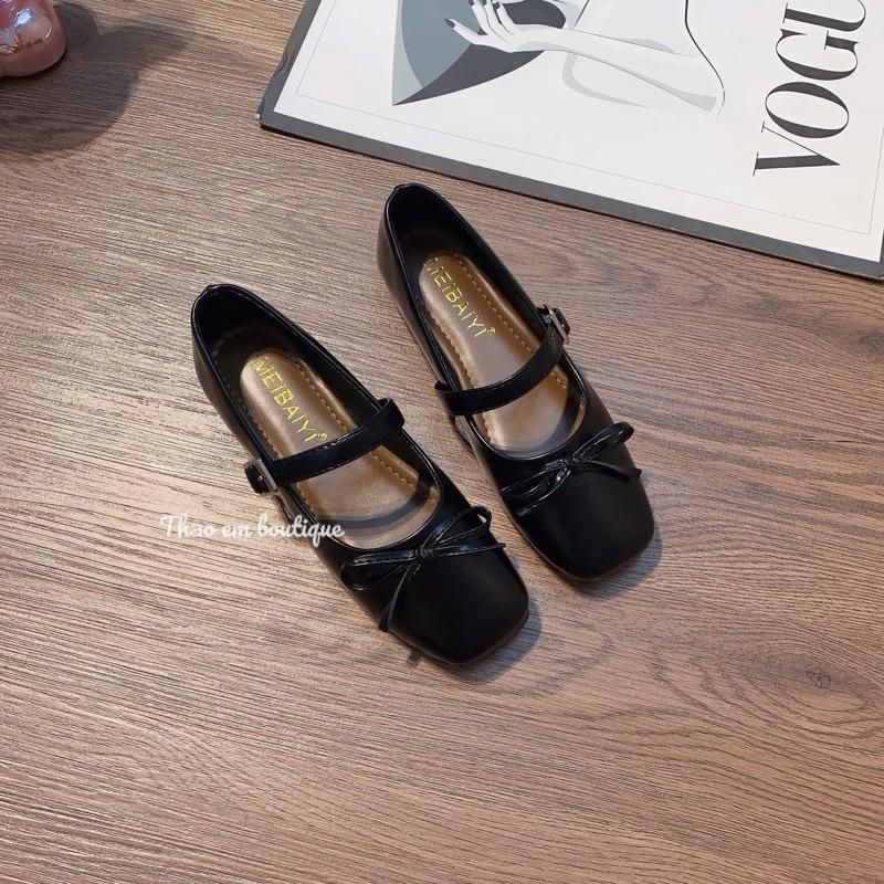 [Thảo Em - BB32] Giày búp bê nữ đế bệt da lì mềm, quai ngang fom basic dễ phối đồ [QCCC]