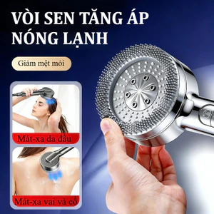 Vòi Sen Nóng Lạnh Tăng Áp 4 Chế Độ, Đầu Silicon Massage, Bộ Lọc Tạp Chất, Nhấn Nút Chuyển Đổi