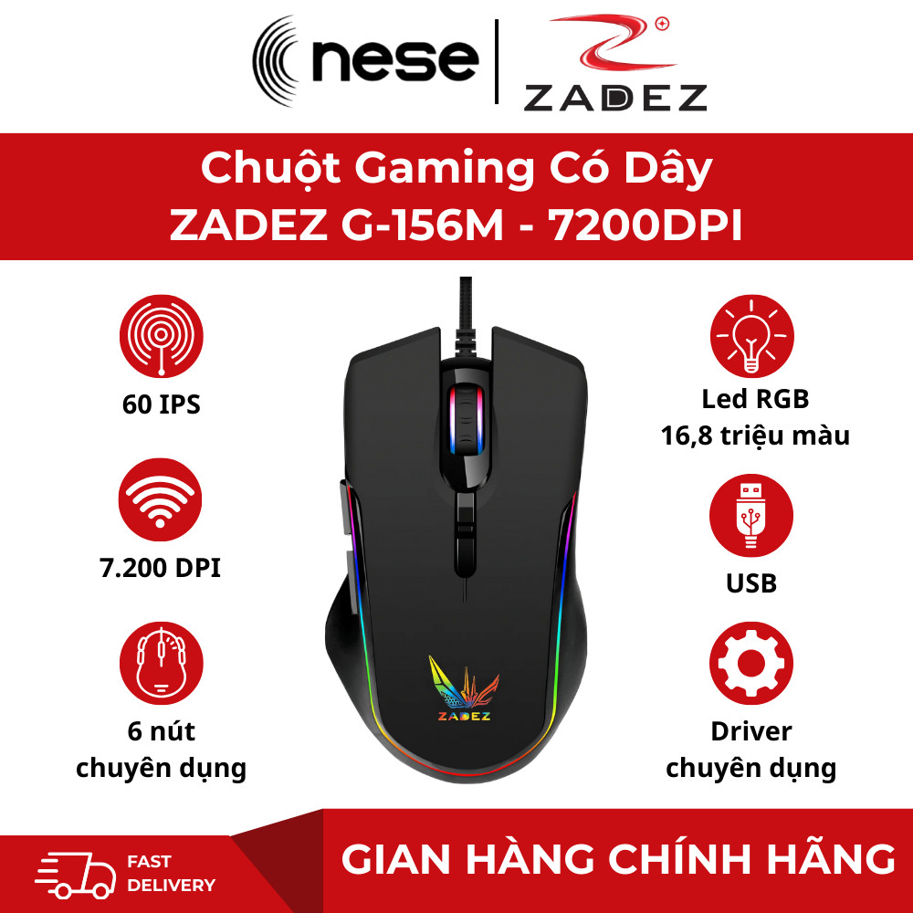 Chuột Gaming Có Dây ZADEZ G-156M - 7200DPI, Cảm Biến Sunplus Inst A704F ...